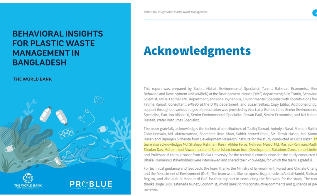 “Behavioral Insights for Plastic Waste Management in Bangladesh”